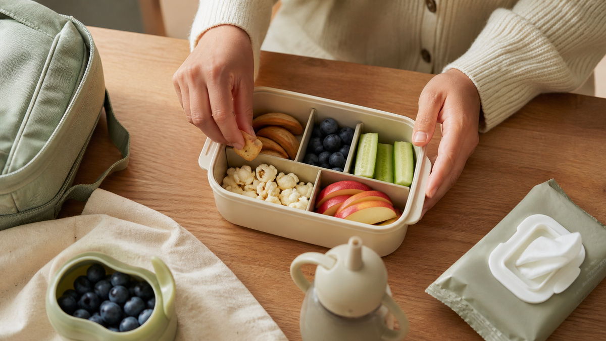 Amarakin snack essentials packed for a toddler day out