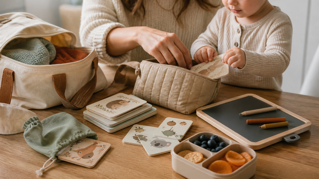 Screen-free activities packed for toddler travel