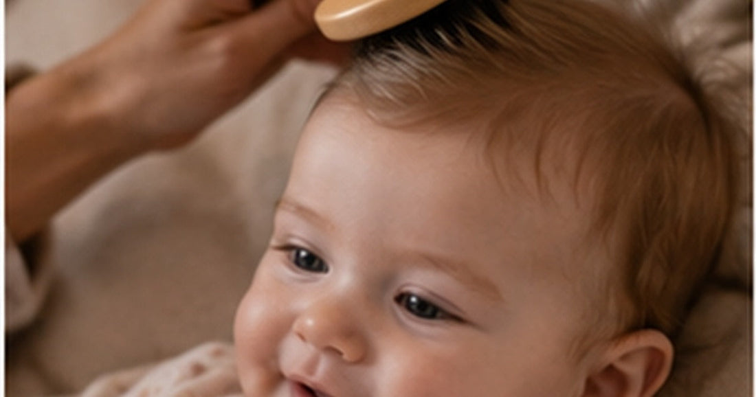 Lifestyle scene for how to build a gentle baby hair and scalp care routine
