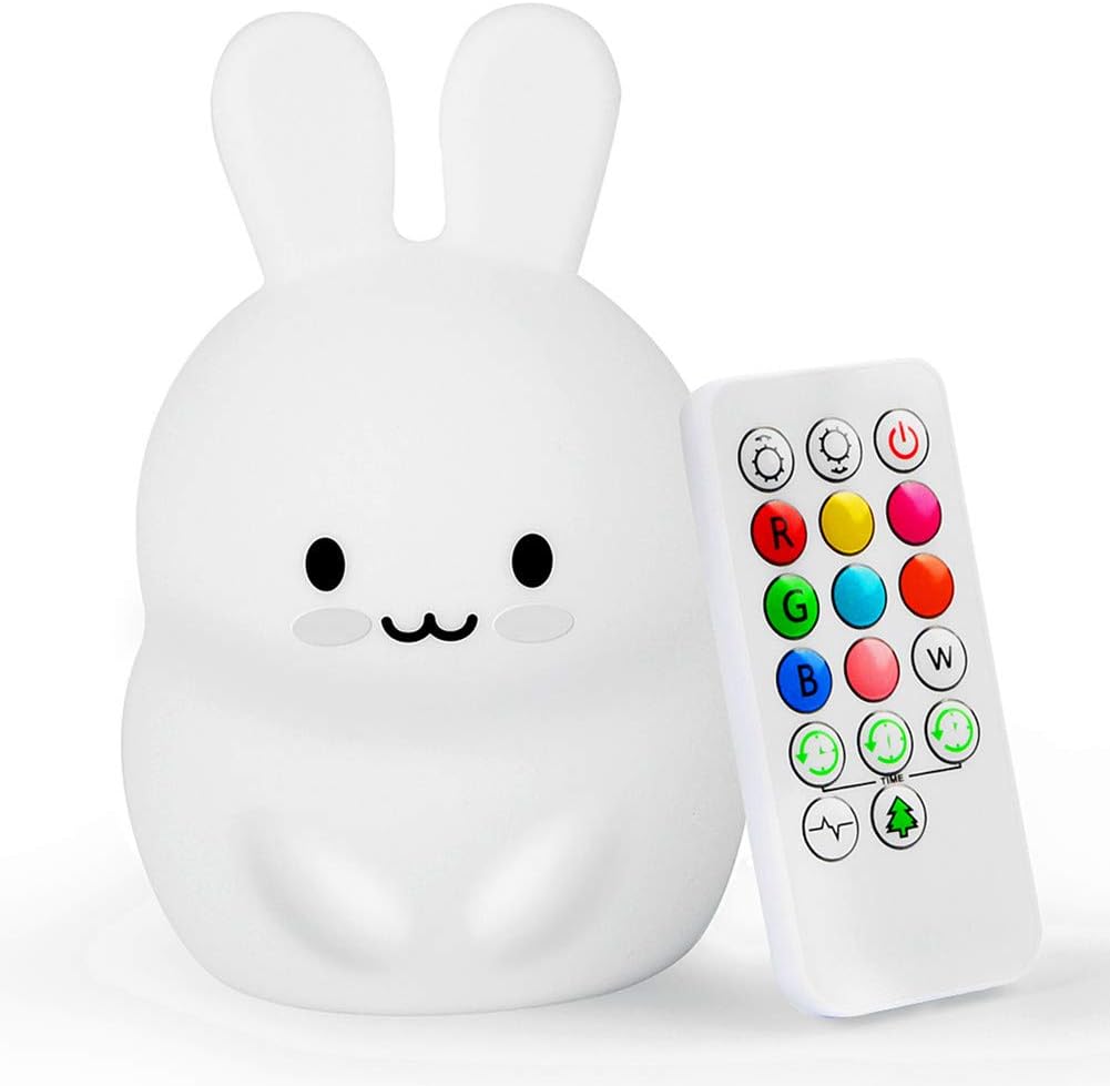 Blossom Night Light, Silicone USB Rechargeable Kids Night Light - Rabbit style