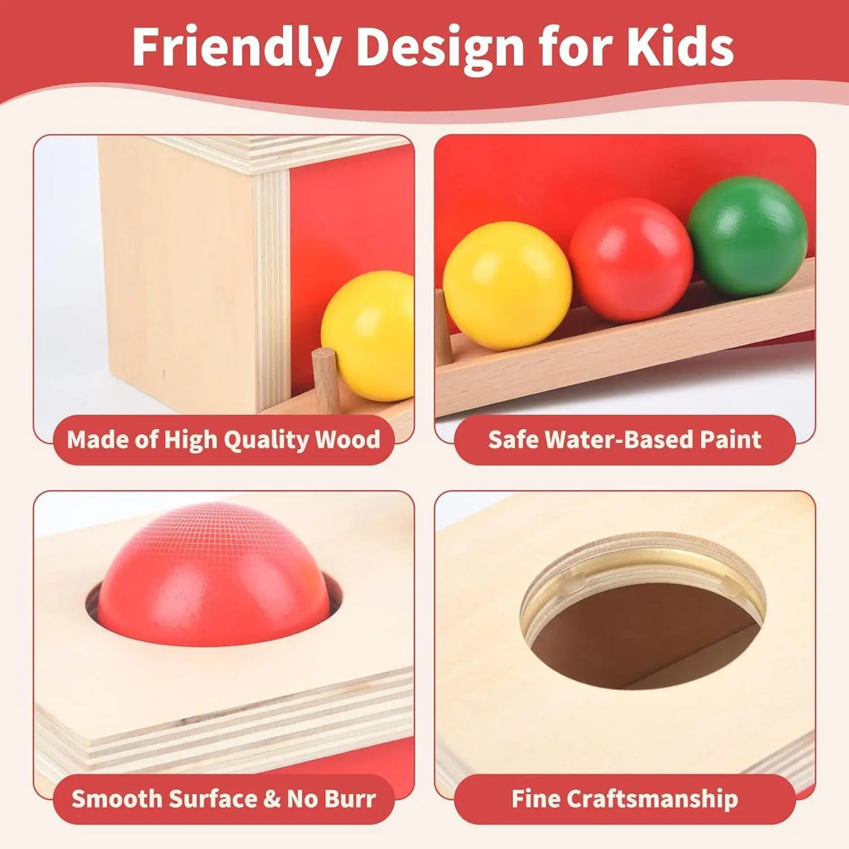 Montessori Wooden Rainbow Spinning Drum with Mirror - Detail View 5