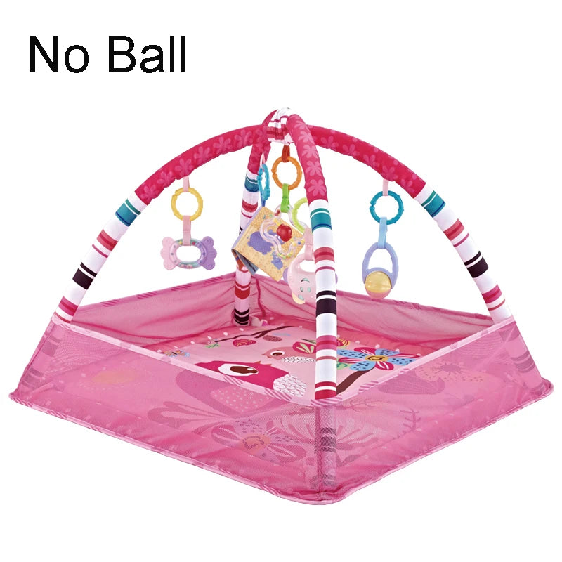 Baby Play Mat with Fitness Frame, Infant Crawling Activity Gym