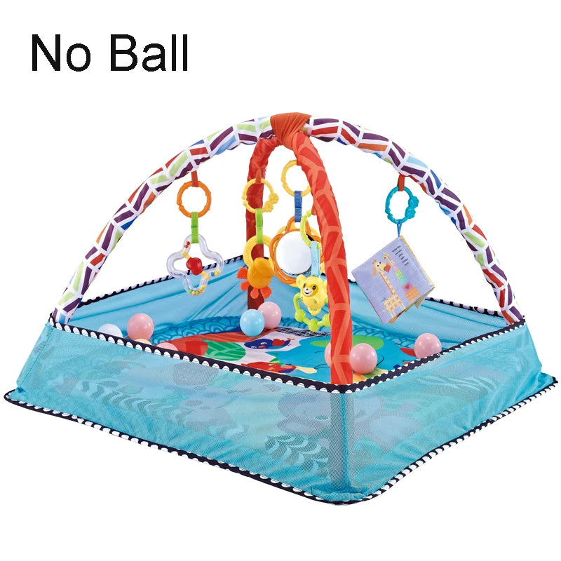 Baby Play Mat with Fitness Frame, Infant Crawling Activity Gym