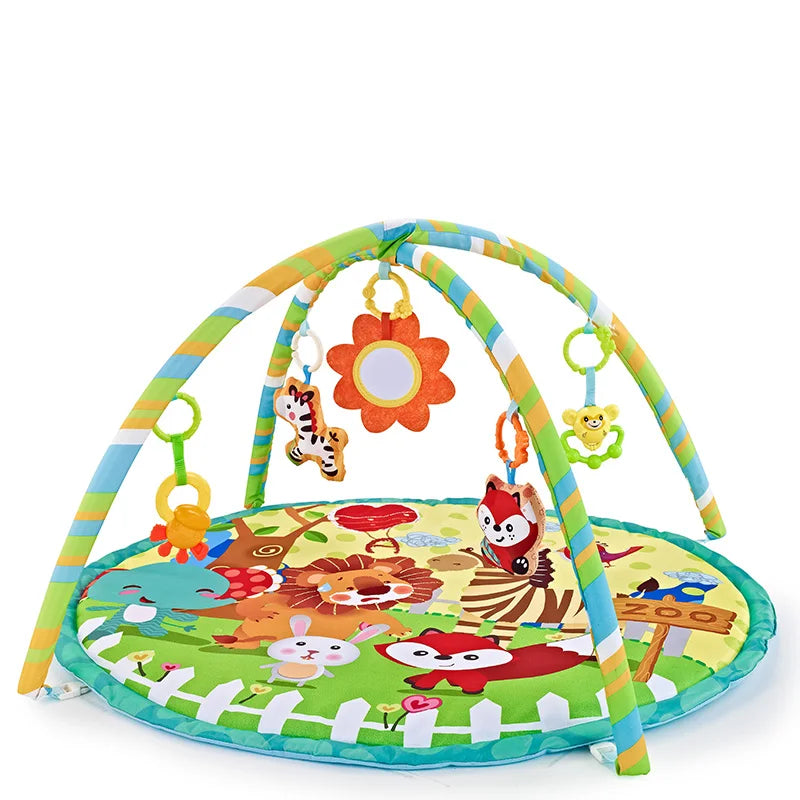 Baby Play Mat with Fitness Frame, Infant Crawling Activity Gym