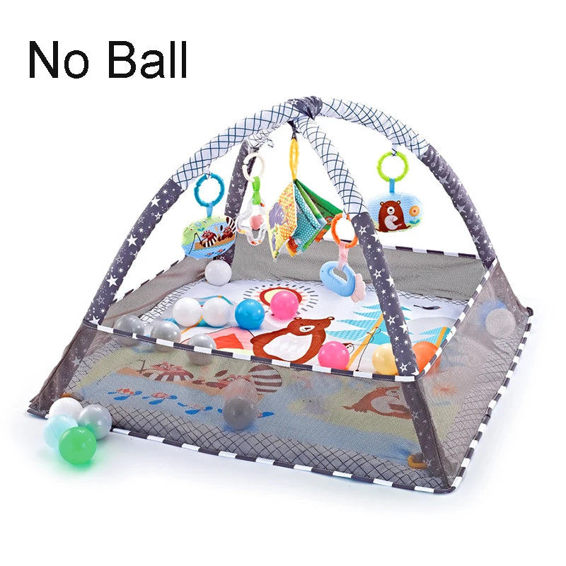 Baby Play Mat with Fitness Frame, Infant Crawling Activity Gym
