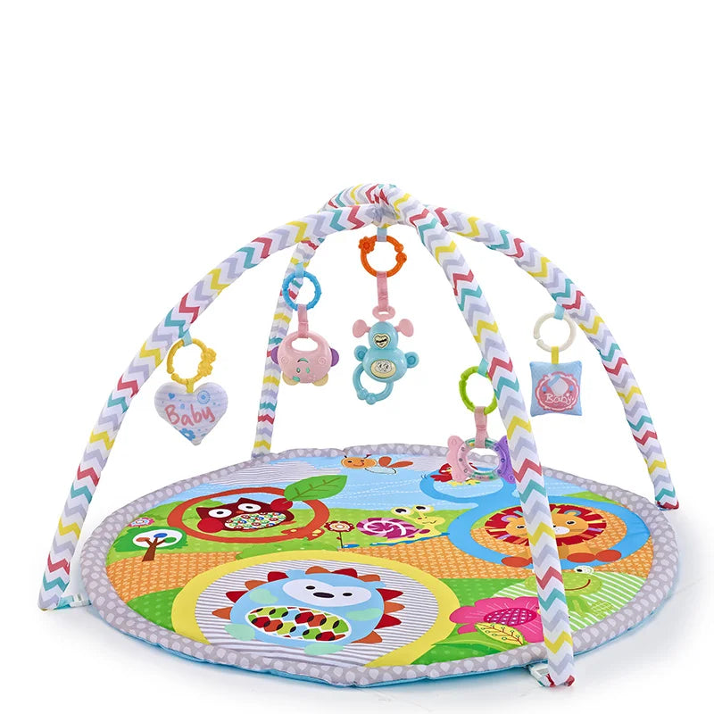 Baby Play Mat with Fitness Frame, Infant Crawling Activity Gym