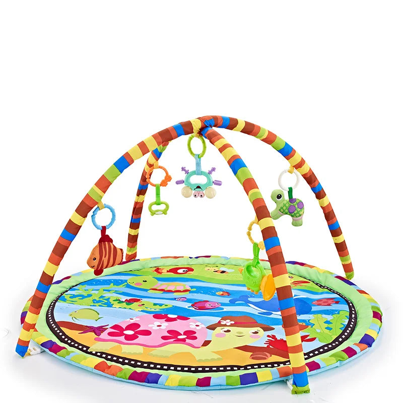 Baby Play Mat with Fitness Frame, Infant Crawling Activity Gym