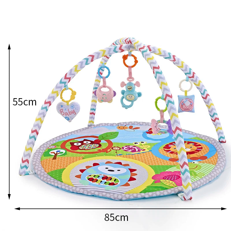 Baby Play Mat with Fitness Frame, Infant Crawling Activity Gym