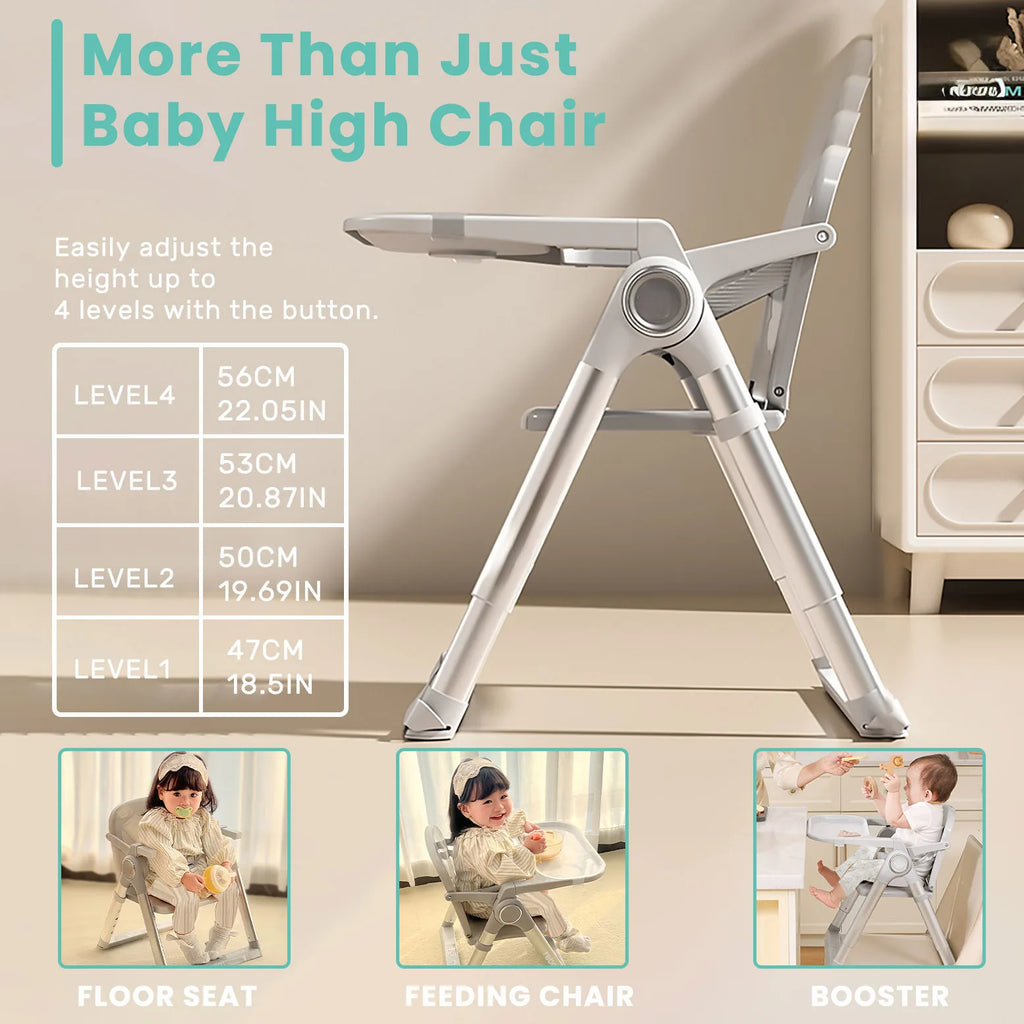 Baby Booster Seat High Chair, Folding Portable Feeding Chair 6 Months-3 Years