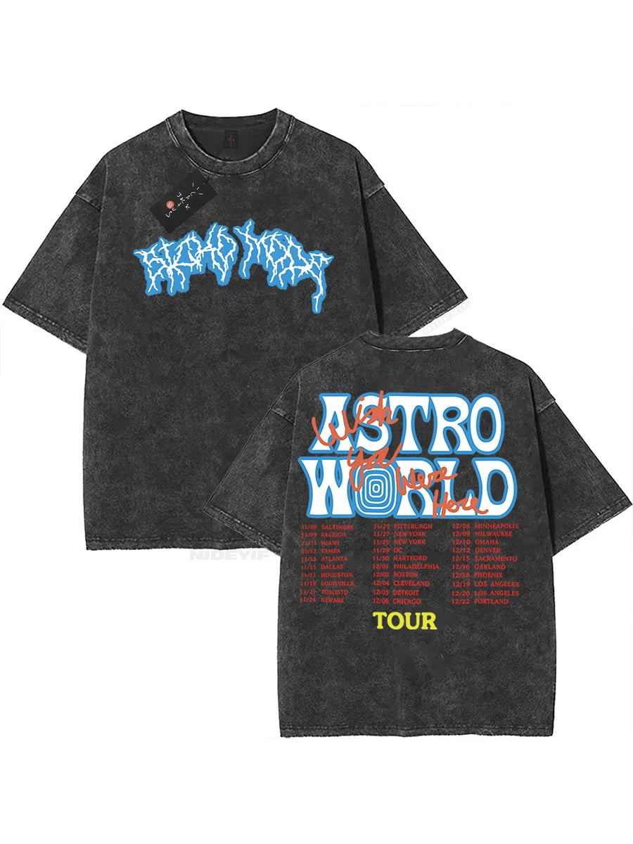 Oversized Cotton T-Shirt, Washed Streetwear Graphic Tee