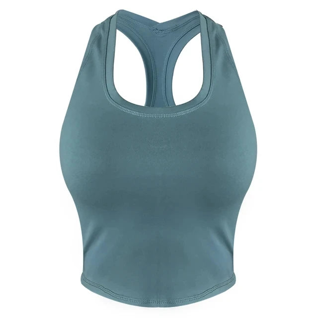 Women's Quick-Dry Sports Crop Top for Gym Running & Yoga – Stretch Nylon, 8 Colours, S-XL