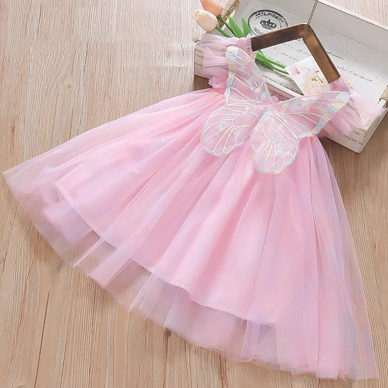 Baby Girl Chiffon Princess Dress, Butterfly Wing Summer Dress