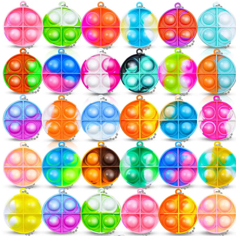 Mini Pop Fidget Keychain Toys, 20-Pack Sensory Toys for Kids