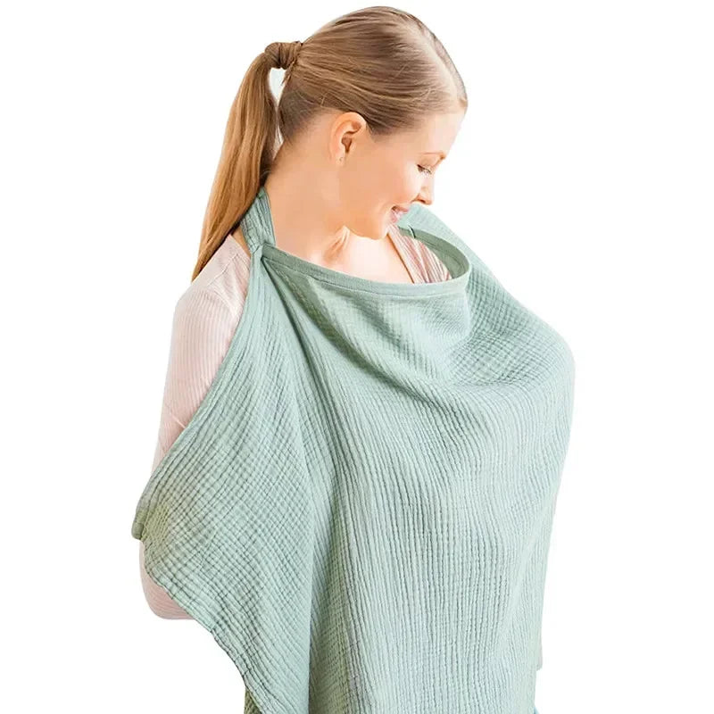 Nursing Cover Breathable Cotton Muslin, Breastfeeding Privacy Apron
