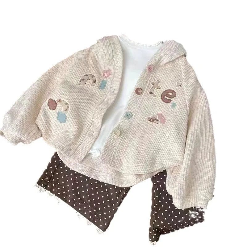 Baby Girl Knitted Cardigan, Warm Toddler Sweater Autumn Winter