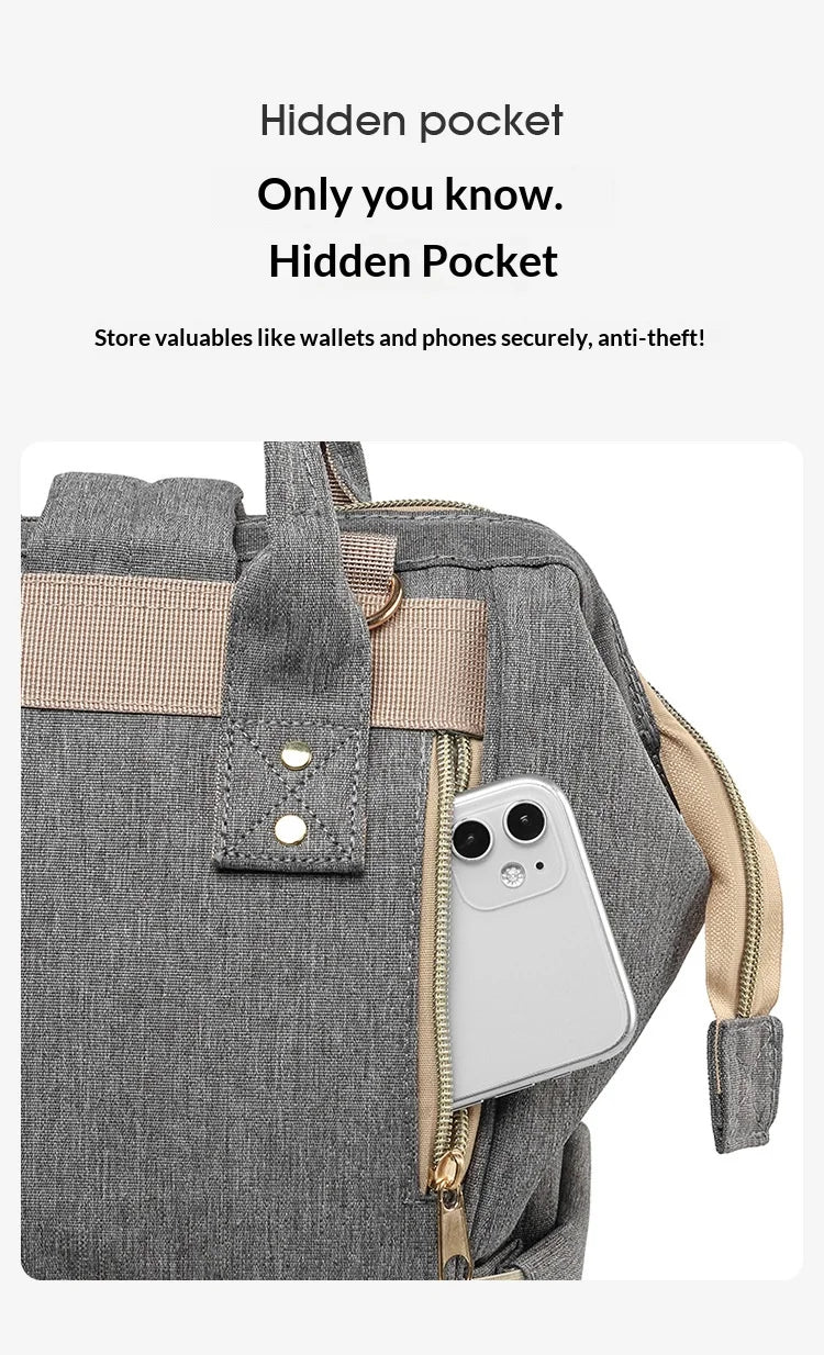 Multi-Pocket Insulated Baby Nappy Bag Backpack - Detail View 3
