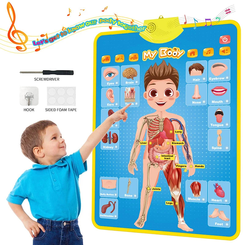 Electronic Alphabet Wall Chart, Talking ABC 123 Learning Poster for Toddlers