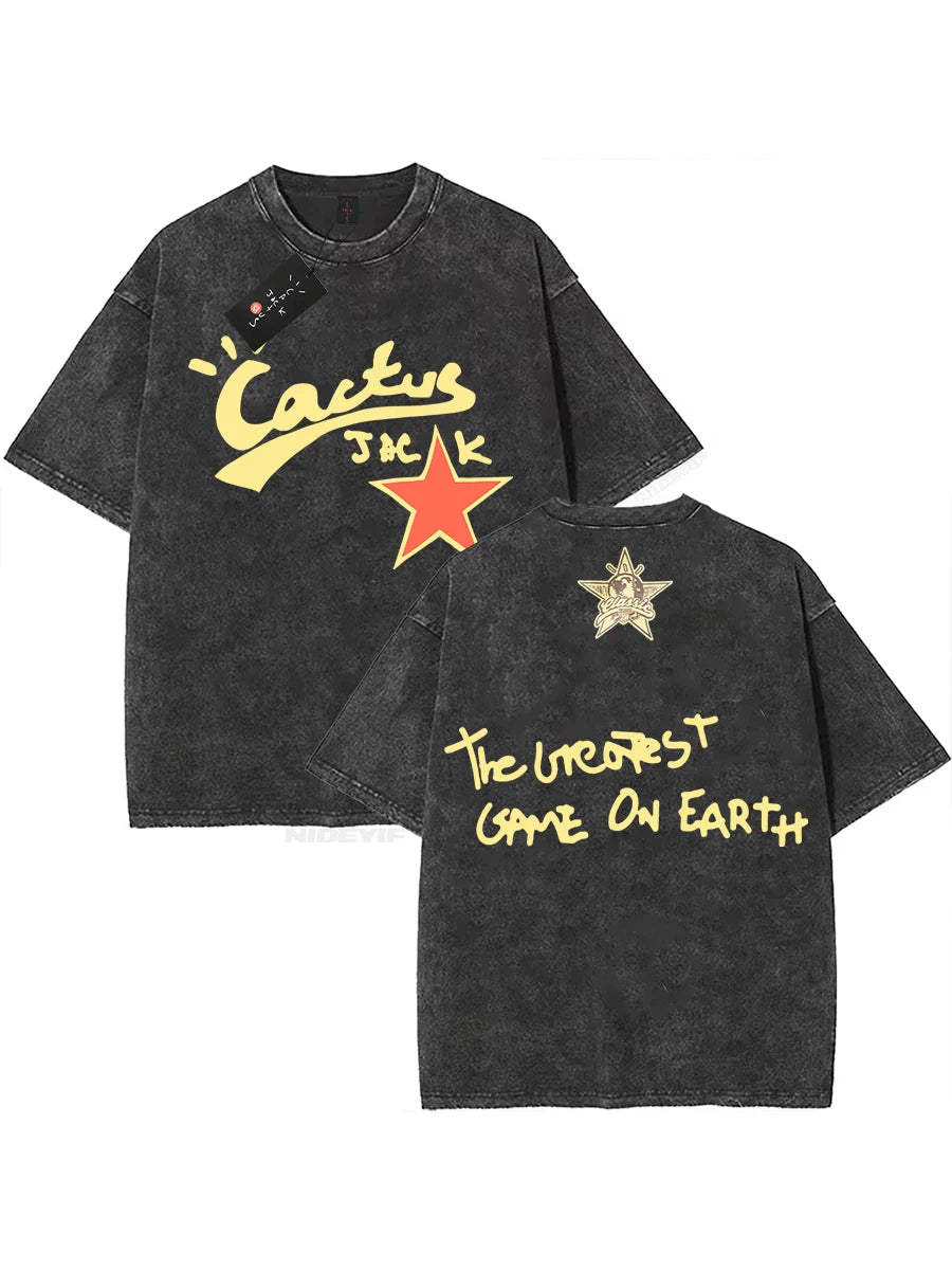 Oversized Cotton T-Shirt, Washed Streetwear Graphic Tee