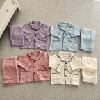 Kids Cotton Pajama Set, 2-Piece Button-Up Shirt and Trousers