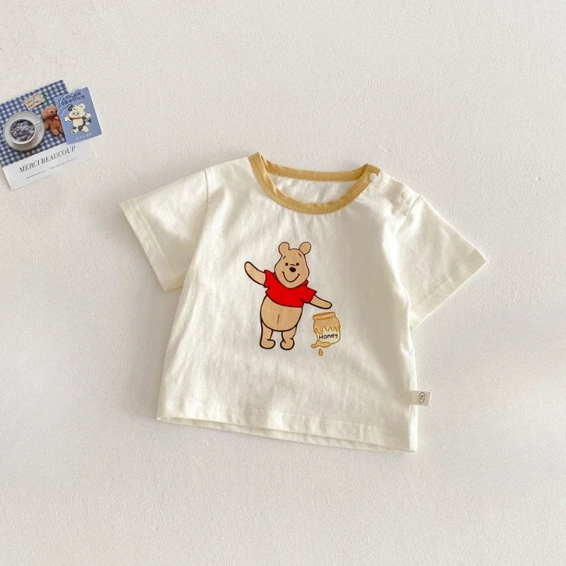 Kids 2-Piece Summer Set, T-Shirt and Denim Strap Shorts