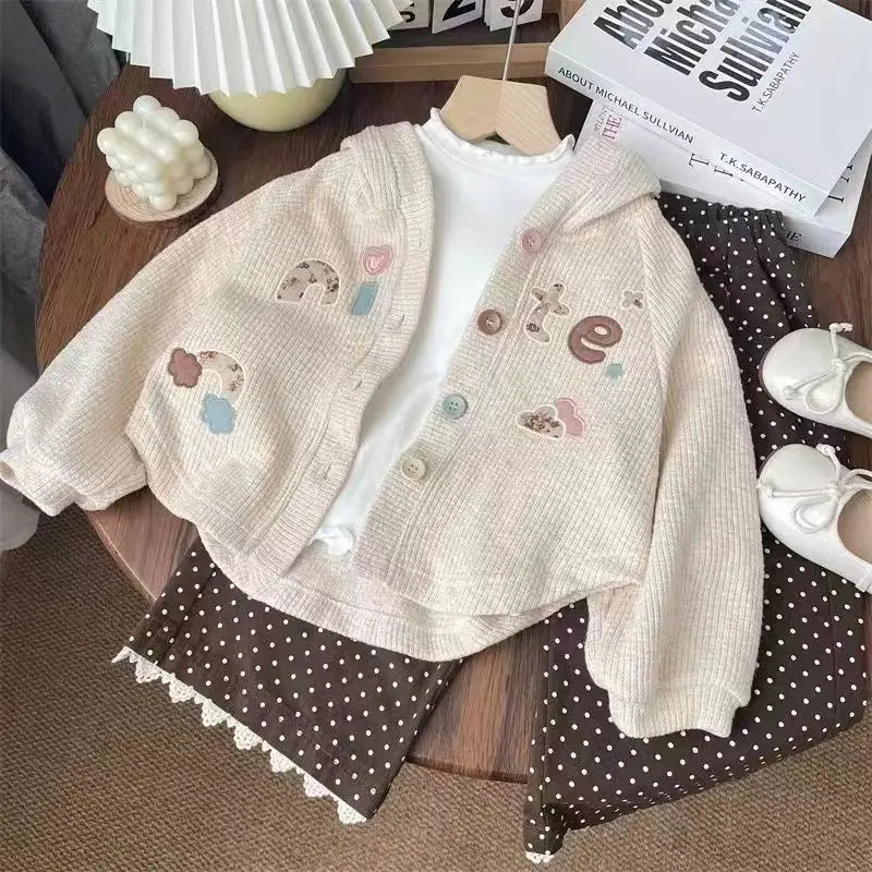 Baby Girl Knitted Cardigan, Warm Toddler Sweater Autumn Winter