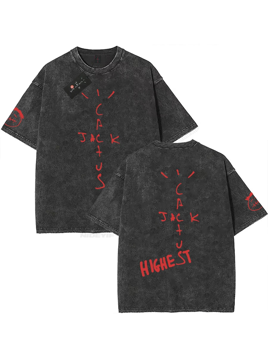 Oversized Cotton T-Shirt, Washed Streetwear Graphic Tee