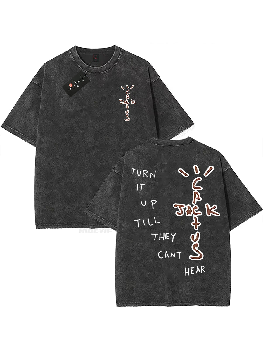 Oversized Cotton T-Shirt, Washed Streetwear Graphic Tee