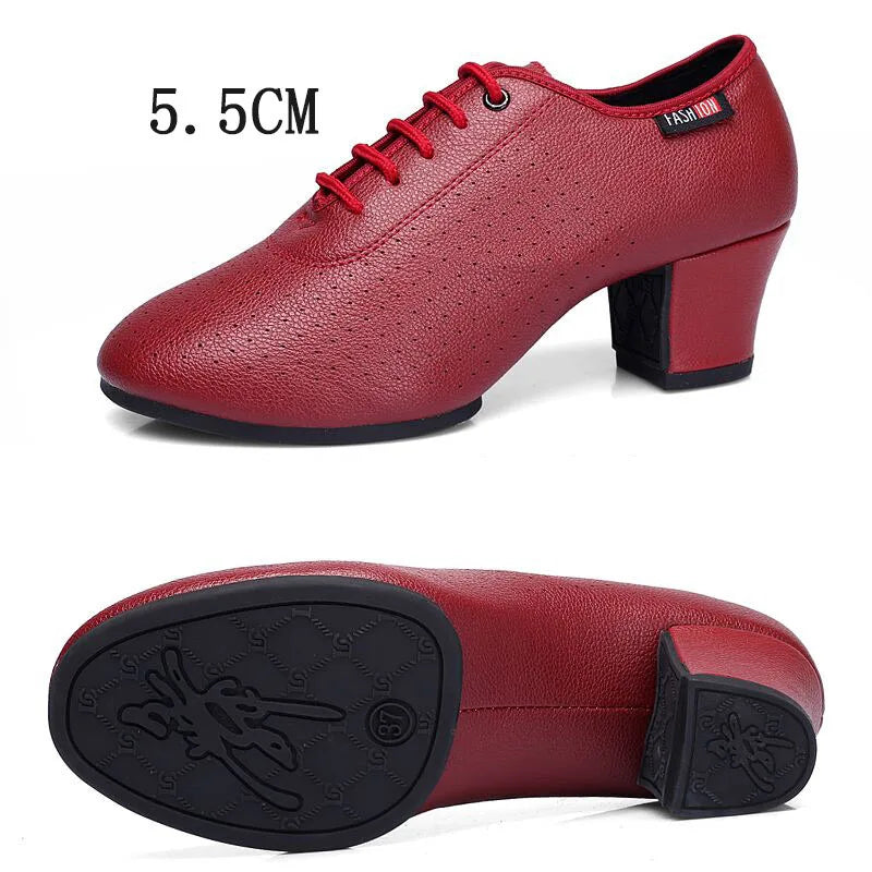 Women's Latin & Ballroom Dance Shoes 5.5cm Heel – Lace-Up, Indoor & Outdoor Sole, 6 Colours