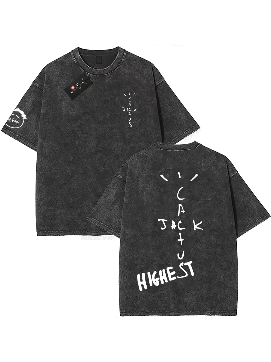 Oversized Cotton T-Shirt, Washed Streetwear Graphic Tee