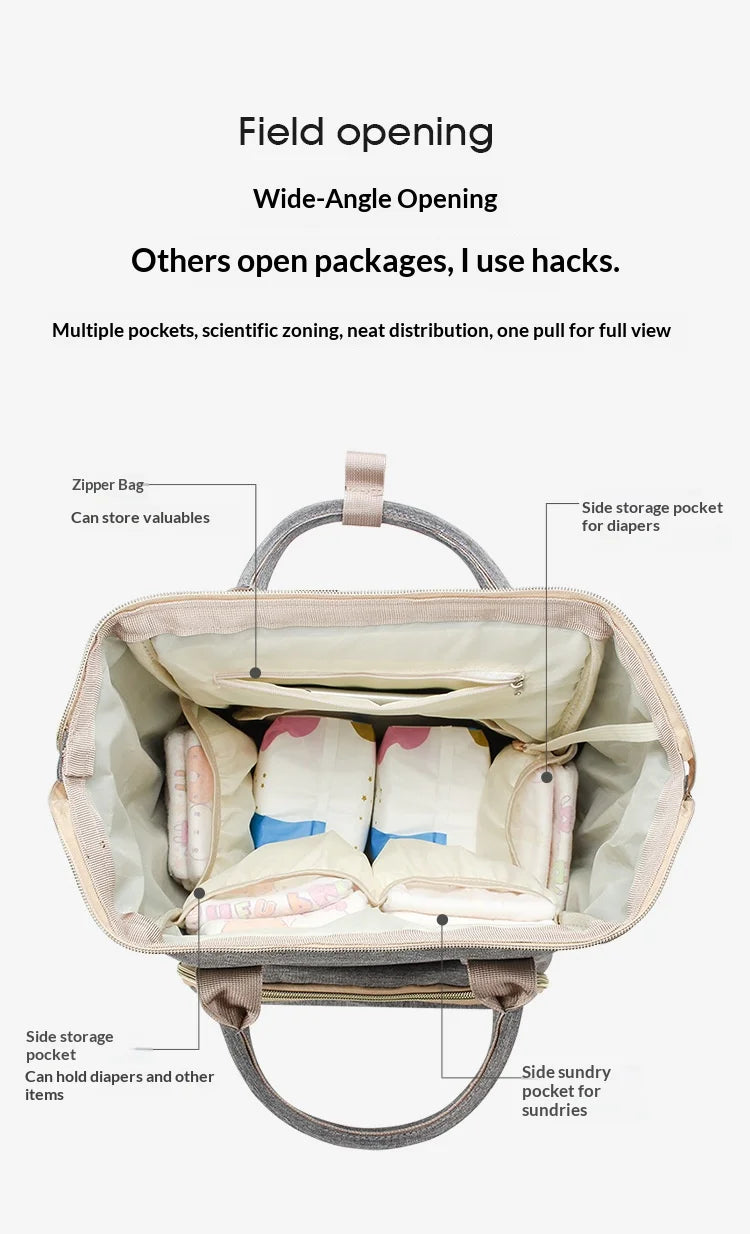 Multi-Pocket Insulated Baby Nappy Bag Backpack - Detail View 4