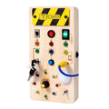 Montessori Wooden Busy Board with LED Lights, Dinosaur Theme