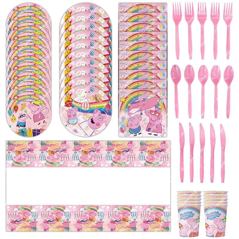 Kids Birthday Party Supplies Set, Character Tableware and Decor