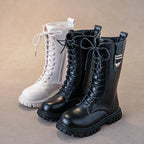 Girls Zipper Boots Warm Round Toe, Kids Autumn Winter Boots