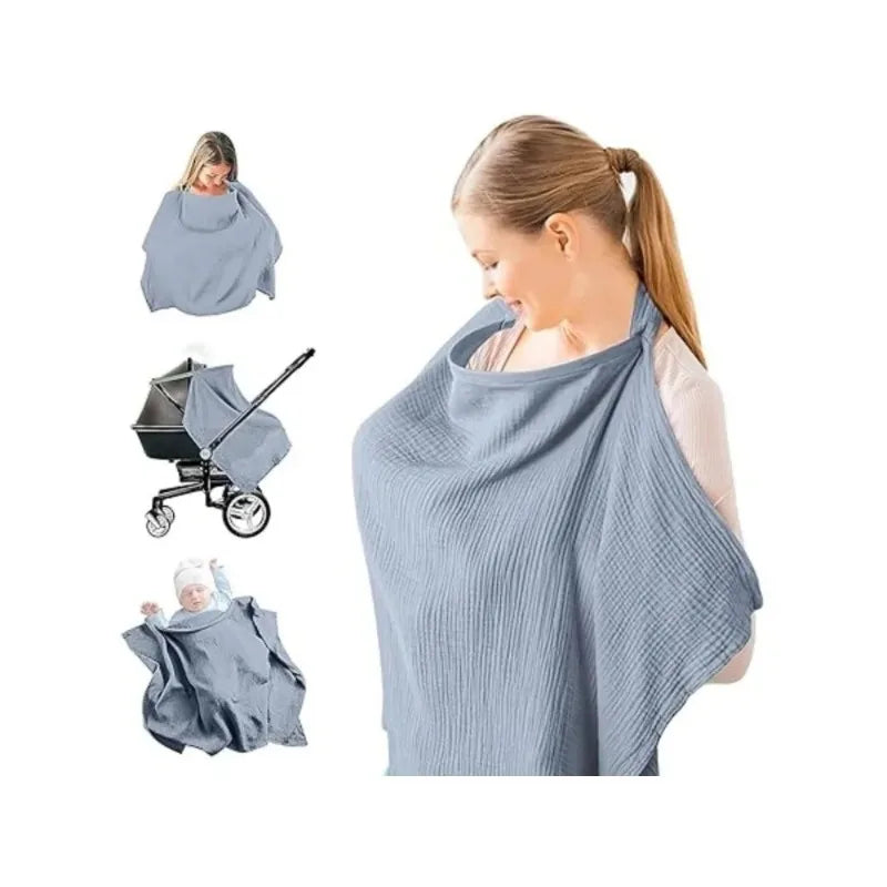 Nursing Cover Breathable Cotton Muslin, Breastfeeding Privacy Apron