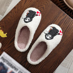 Skull Print Fur Slippers, Warm Non-Slip Indoor Slippers