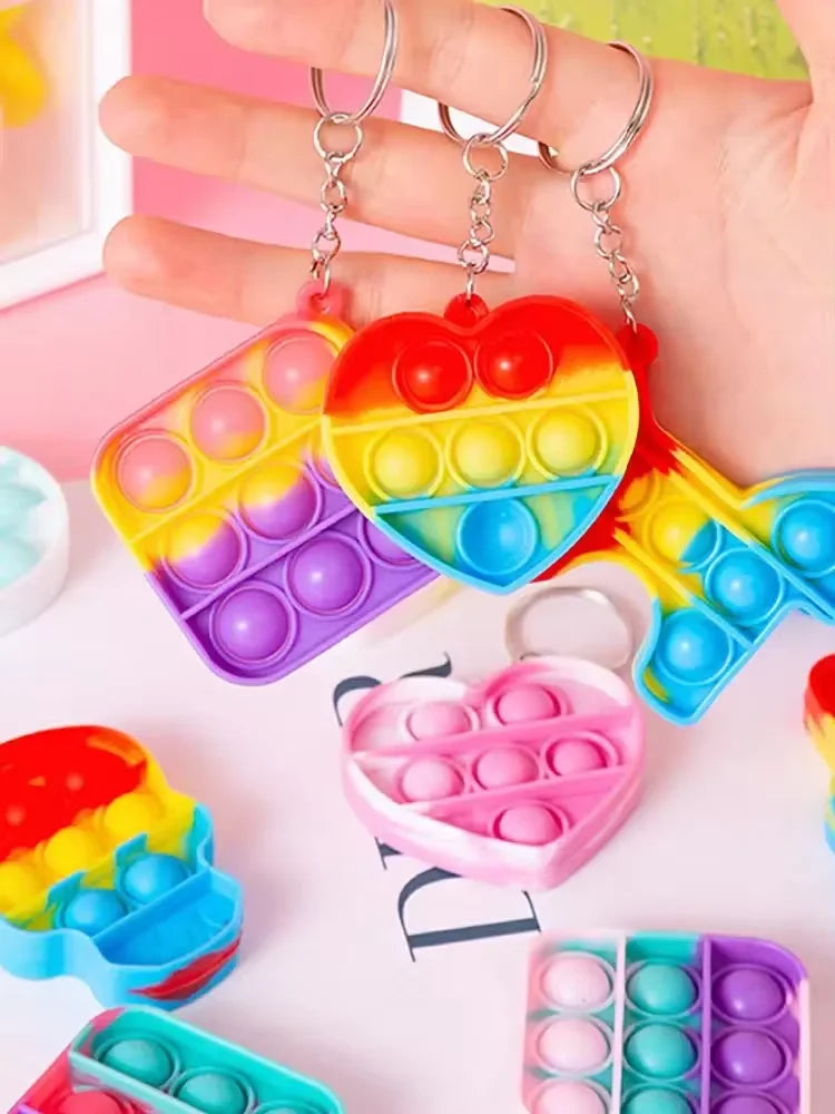 Mini Pop Fidget Keychain Toys, 20-Pack Sensory Toys for Kids
