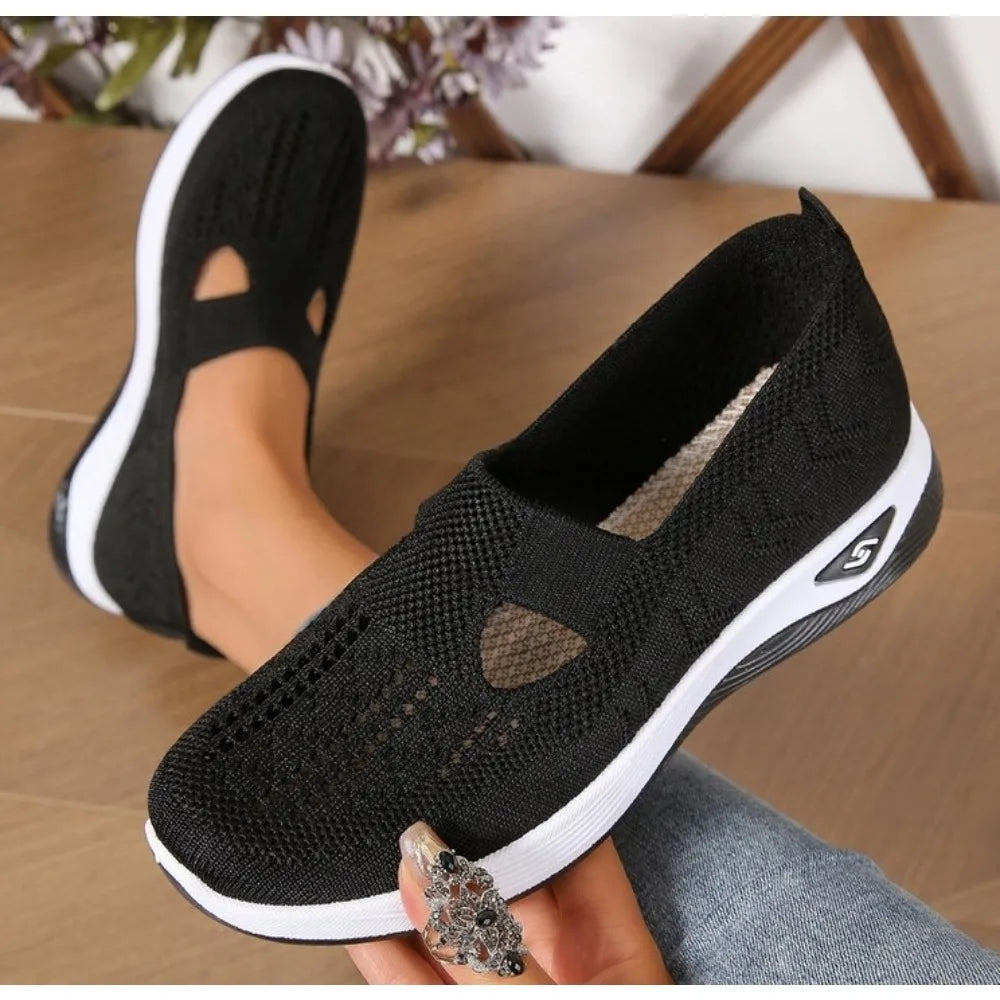 Women's Knitted Sneakers Breathable, Low-Top Casual Shoes
