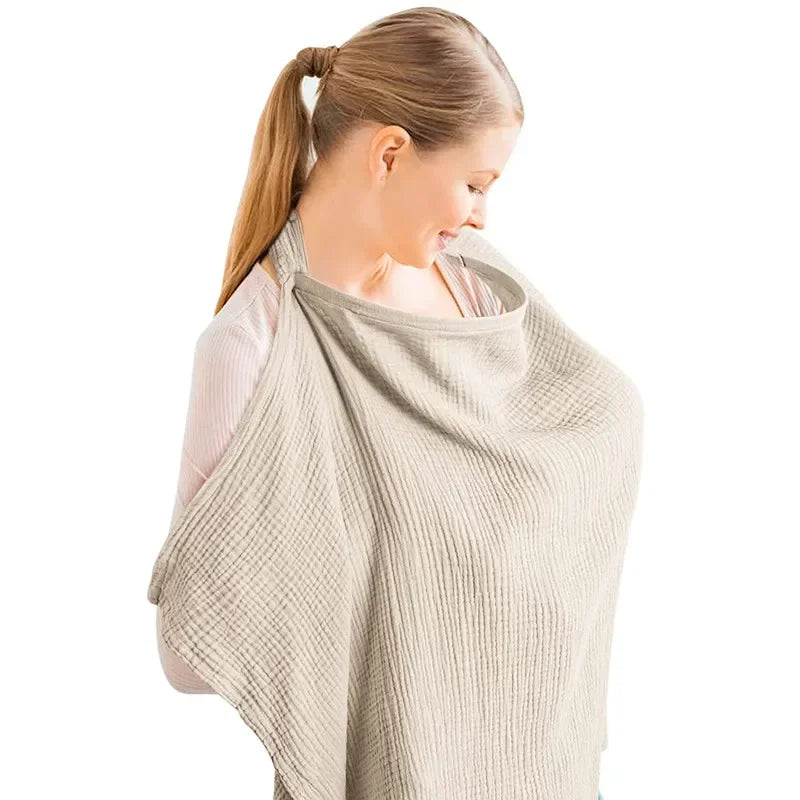 Nursing Cover Breathable Cotton Muslin, Breastfeeding Privacy Apron