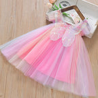 Baby Girl Chiffon Princess Dress, Butterfly Wing Summer Dress