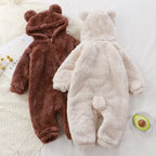 Baby Fleece Romper Hooded Zipper, Winter Jumpsuit 0-36 Months