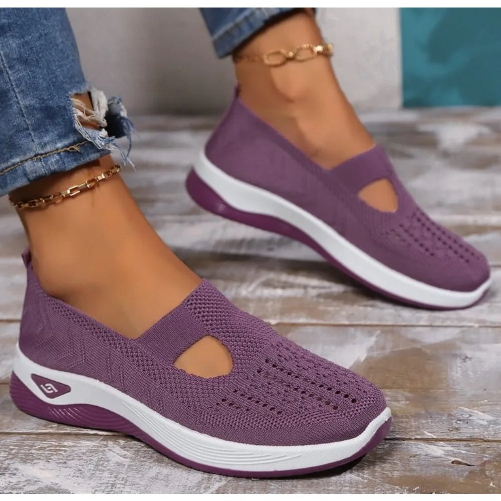 Women's Knitted Sneakers Breathable, Low-Top Casual Shoes