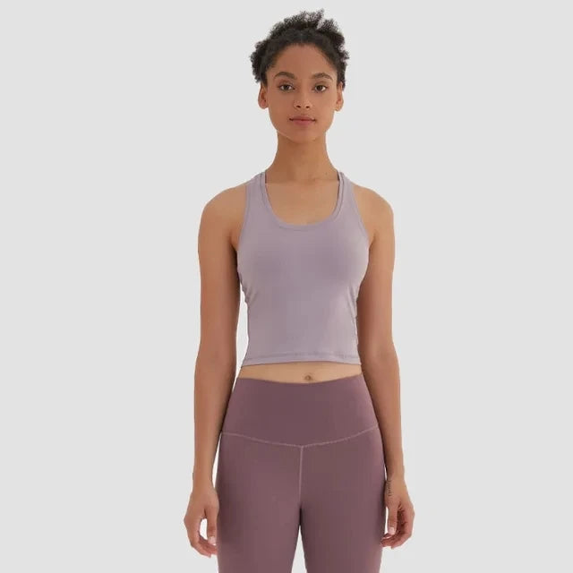 Women's Quick-Dry Sports Crop Top for Gym Running & Yoga – Stretch Nylon, 8 Colours, S-XL