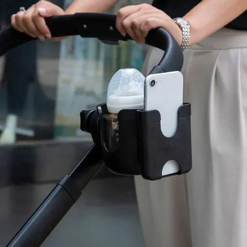 2-in-1 Stroller Handlebar Cup Holder & 360° Phone Mount Clamp - AmaraKin Nursery & Family Essentials (Photo 1)