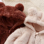 Baby Fleece Romper Hooded Zipper, Winter Jumpsuit 0-36 Months