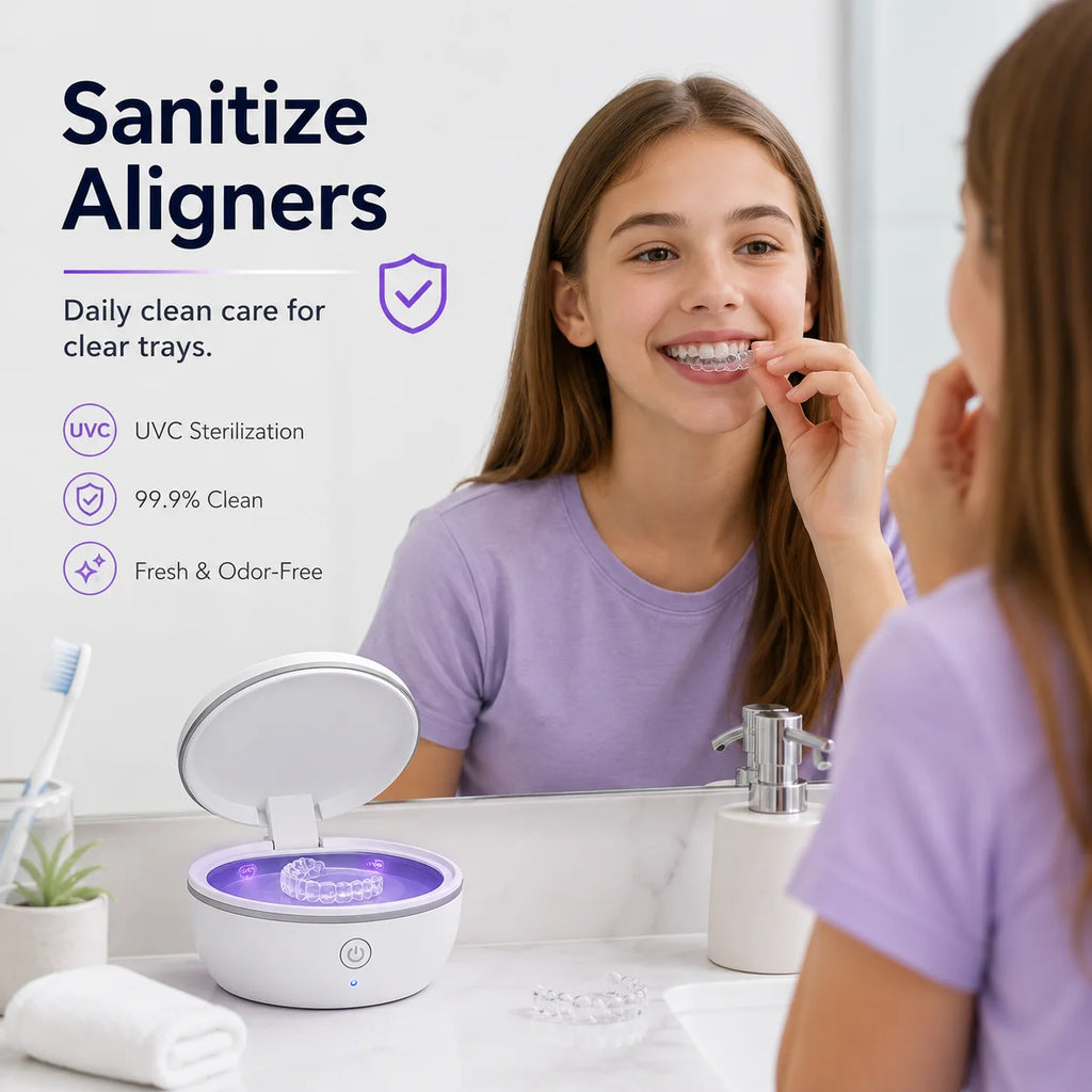 Portable UV-C LED Pacifier & Teether Quick-Steriliser Case - Lifestyle & In-Use Detail