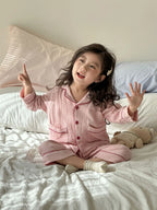 Kids Cotton Pajama Set, 2-Piece Button-Up Shirt and Trousers