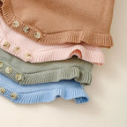 Baby Girl Ruffle Sleeve Romper, Newborn Autumn Bodysuit