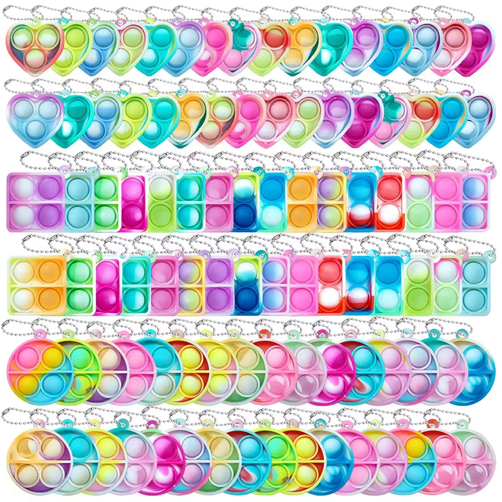 Mini Pop Fidget Keychain Toys, 20-Pack Sensory Toys for Kids