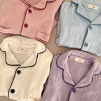 Kids Cotton Pajama Set, 2-Piece Button-Up Shirt and Trousers