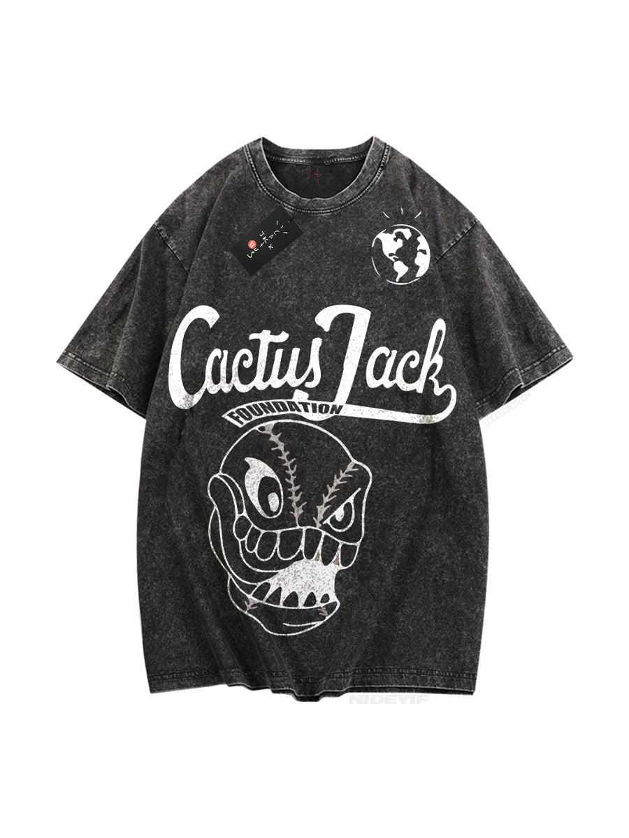Oversized Cotton T-Shirt, Washed Streetwear Graphic Tee